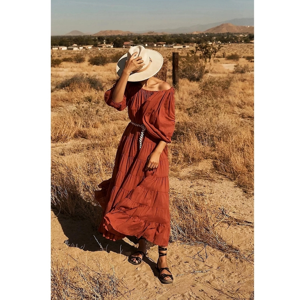 Erika Pena x Anthropologie Brielle Bohohemian Tiered Voile Cotton Maxi D… - Picture 6 of 9